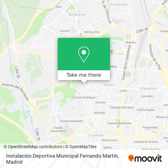 mapa Instalación Deportiva Municipal Fernando Martín