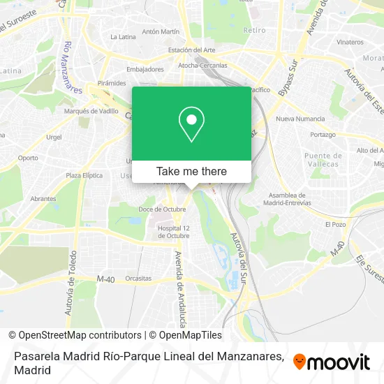 Pasarela Madrid Río-Parque Lineal del Manzanares map