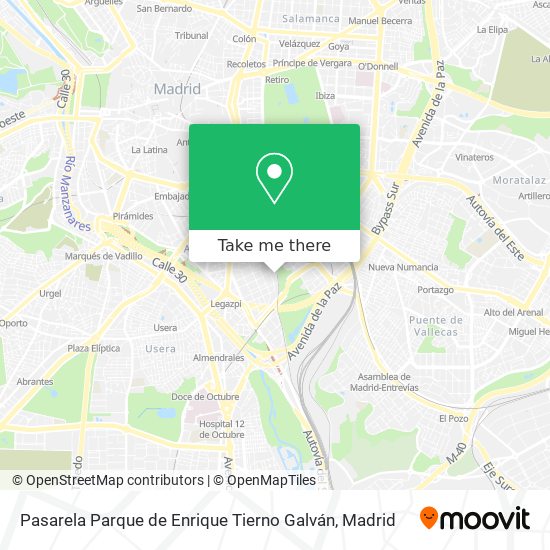 Pasarela Parque de Enrique Tierno Galván map