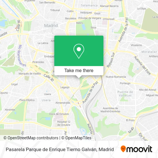 mapa Pasarela Parque de Enrique Tierno Galván