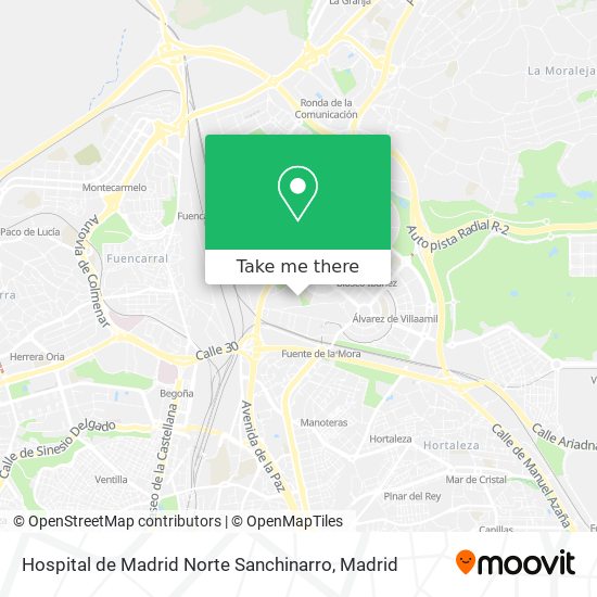 mapa Hospital de Madrid Norte Sanchinarro