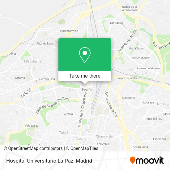 mapa Hospital Universitario La Paz