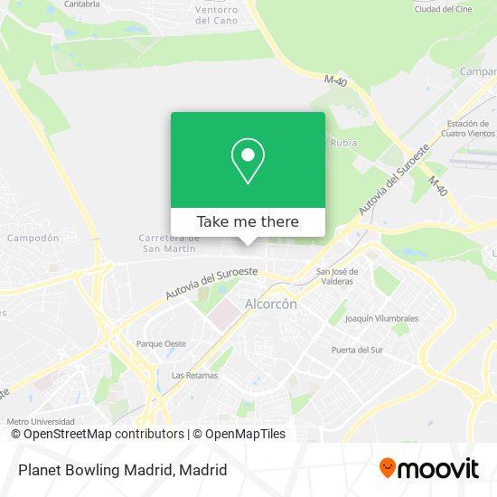 mapa Planet Bowling Madrid