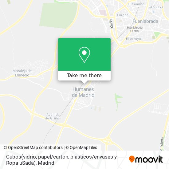 Cubos(vidrio, papel / carton, plasticos / envases y Ropa uSada) map