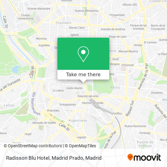 Radisson Blu Hotel, Madrid Prado map