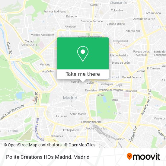 Polite Creations HQs Madrid map