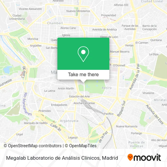 mapa Megalab Laboratorio de Análisis Clínicos