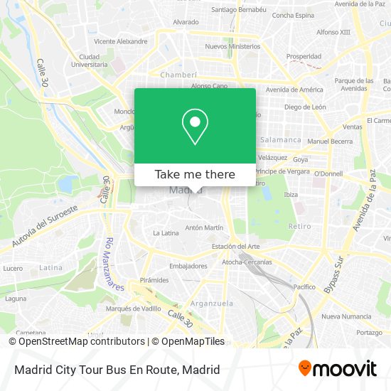 Madrid City Tour Bus En Route map