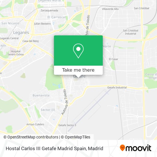 mapa Hostal Carlos III Getafe Madrid Spain