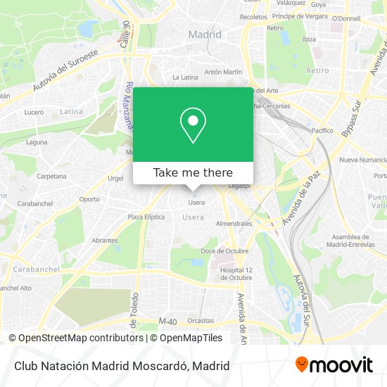 mapa Club Natación Madrid Moscardó