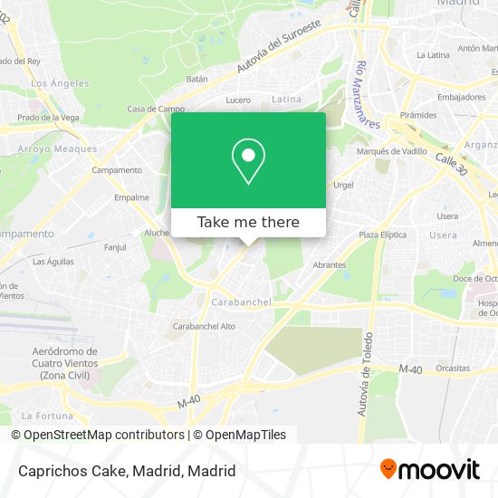 mapa Caprichos Cake, Madrid