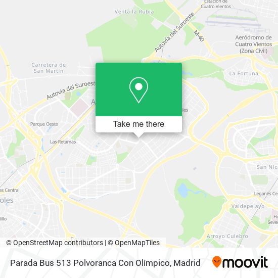 mapa Parada Bus 513 Polvoranca Con Olímpico