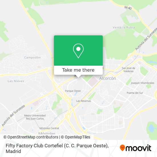 mapa Fifty Factory Club Cortefiel (C. C. Parque Oeste)
