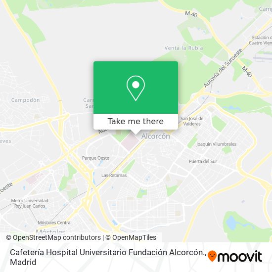 mapa Cafetería Hospital Universitario Fundación Alcorcón.