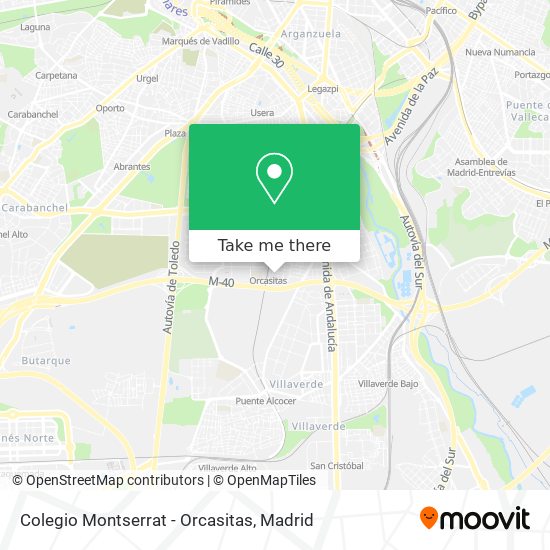 mapa Colegio Montserrat - Orcasitas