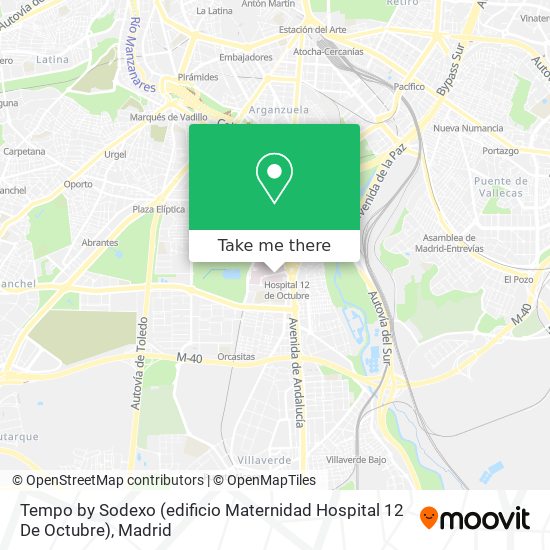 Tempo by Sodexo (edificio Maternidad Hospital 12 De Octubre) map