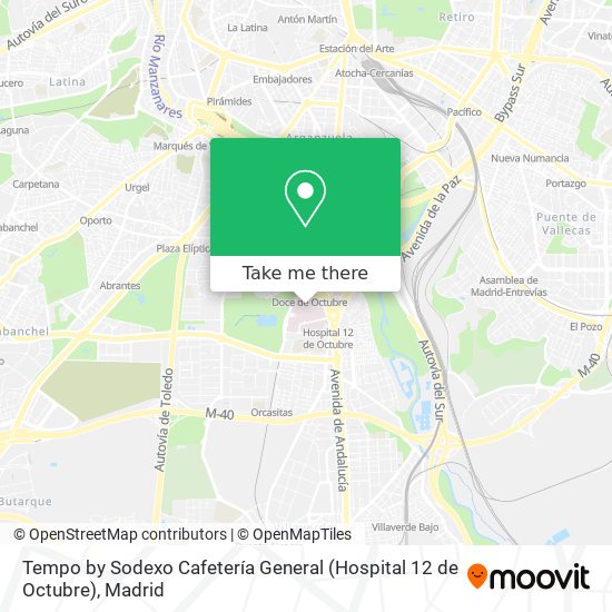Tempo by Sodexo Cafetería General (Hospital 12 de Octubre) map