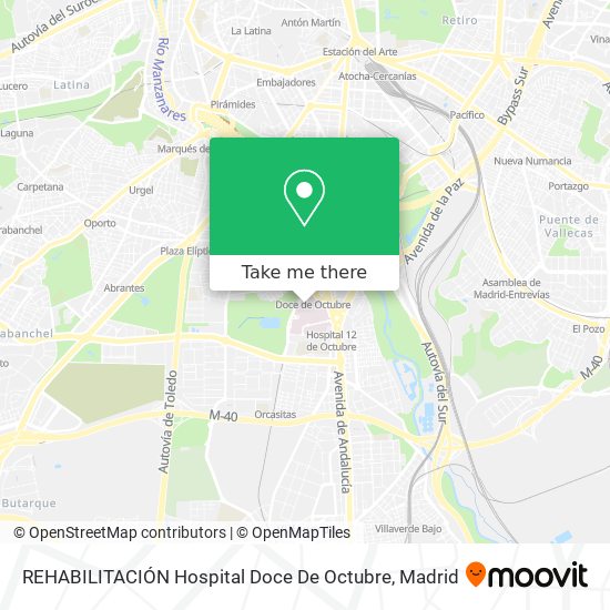 REHABILITACIÓN Hospital Doce De  Octubre map
