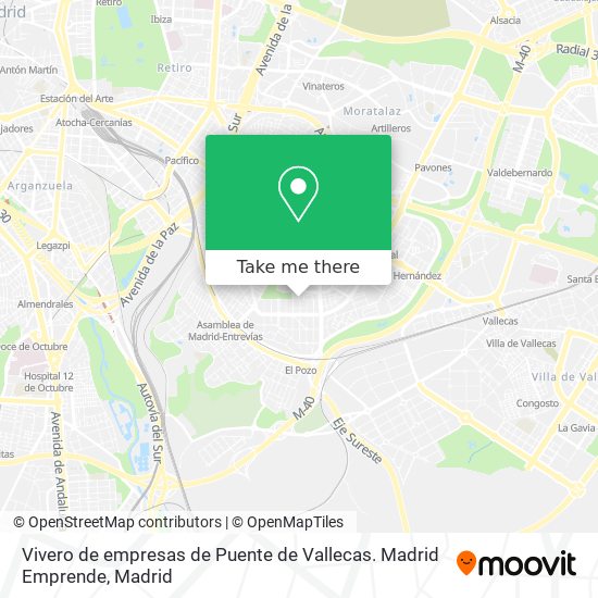 mapa Vivero de empresas de Puente de Vallecas. Madrid Emprende