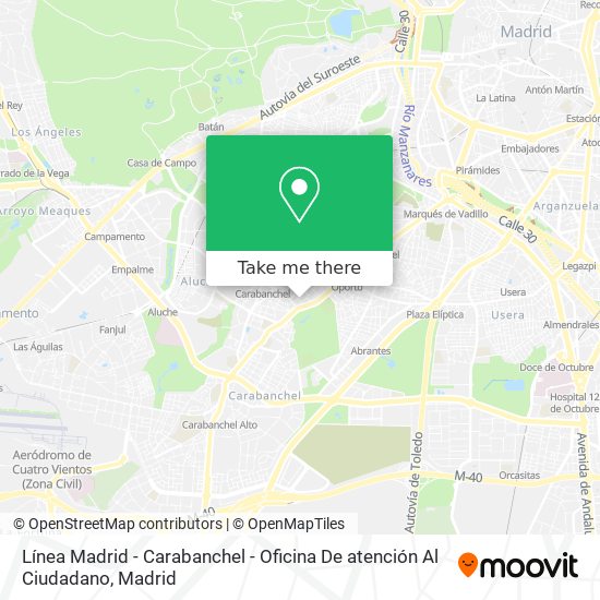 mapa Línea Madrid - Carabanchel - Oficina De atención Al Ciudadano