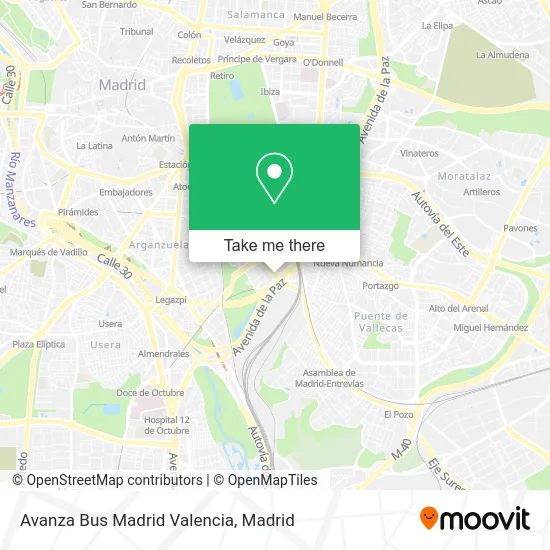 Avanza Bus Madrid Valencia map