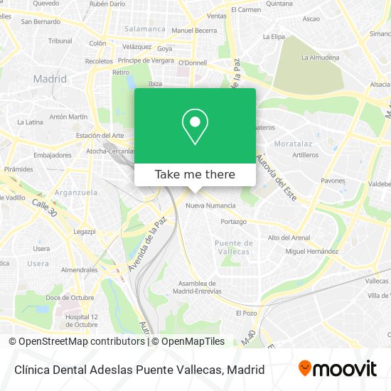 mapa Clínica Dental Adeslas Puente Vallecas