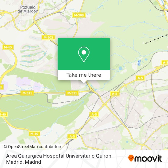 Area Quirurgica Hospotal Universitario Quiron Madrid map