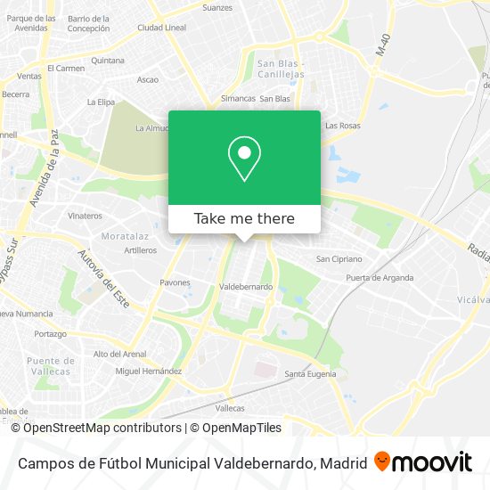 Campos de Fútbol Municipal Valdebernardo map