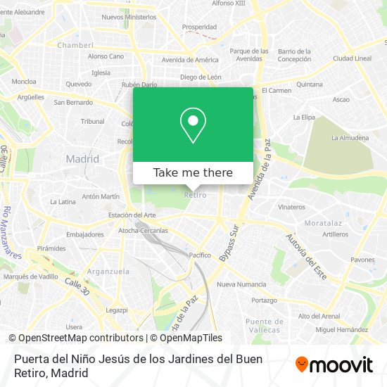 mapa Puerta del Niño Jesús de los Jardines del Buen Retiro