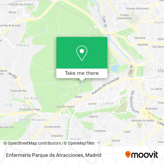 mapa Enfermería Parque de Atracciones