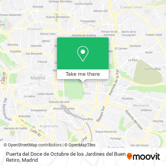 Puerta del Doce de Octubre de los Jardines del Buen Retiro map