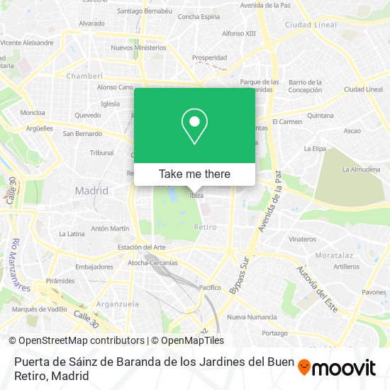 mapa Puerta de Sáinz de Baranda de los Jardines del Buen Retiro