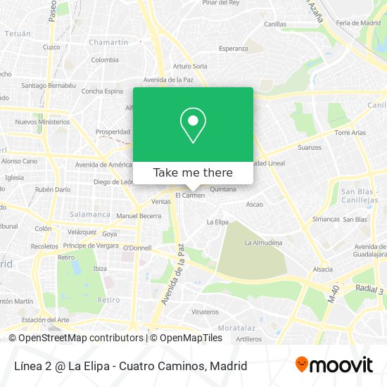 mapa Línea 2 @ La Elipa - Cuatro Caminos