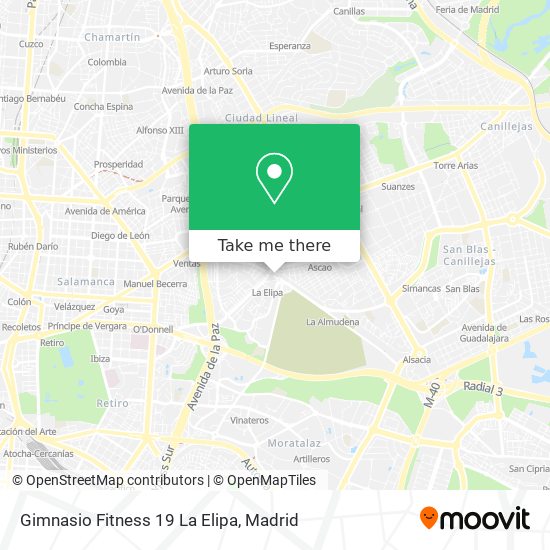 mapa Gimnasio Fitness 19 La Elipa