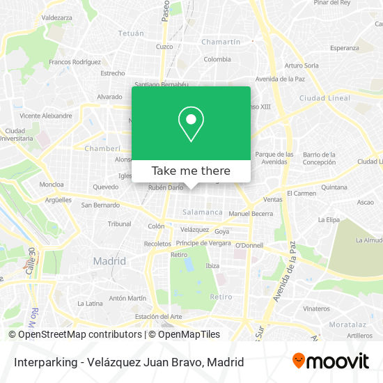 Interparking - Velázquez Juan Bravo map