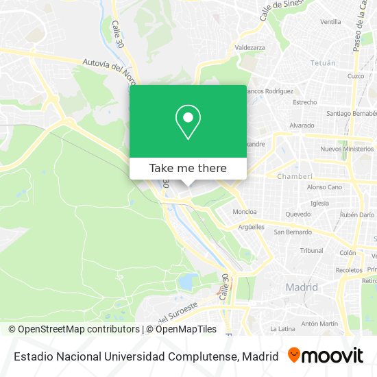 Estadio Nacional Universidad Complutense map