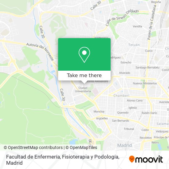 mapa Facultad de Enfermería, Fisioterapia y Podología