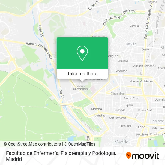 Facultad de Enfermería, Fisioterapia y Podología map