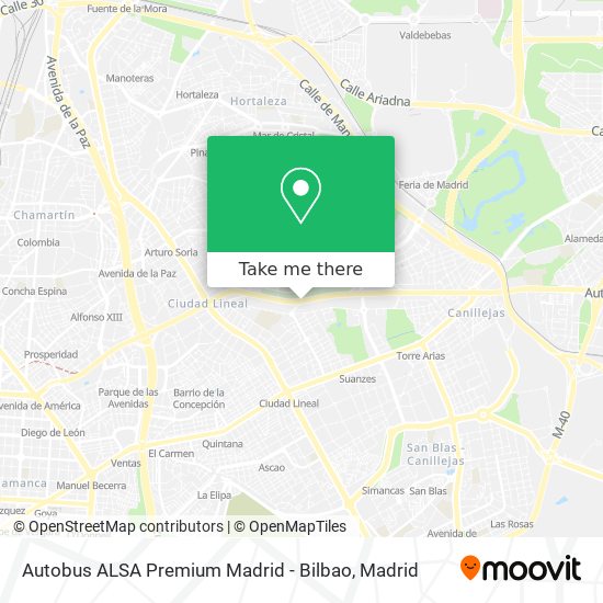 mapa Autobus ALSA Premium Madrid - Bilbao