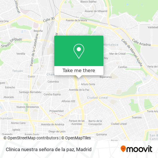 Clínica nuestra señora de la paz map
