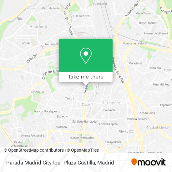 Parada Madrid CityTour Plaza Castilla map