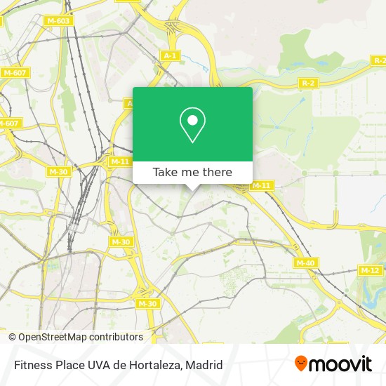 mapa Fitness Place UVA de Hortaleza