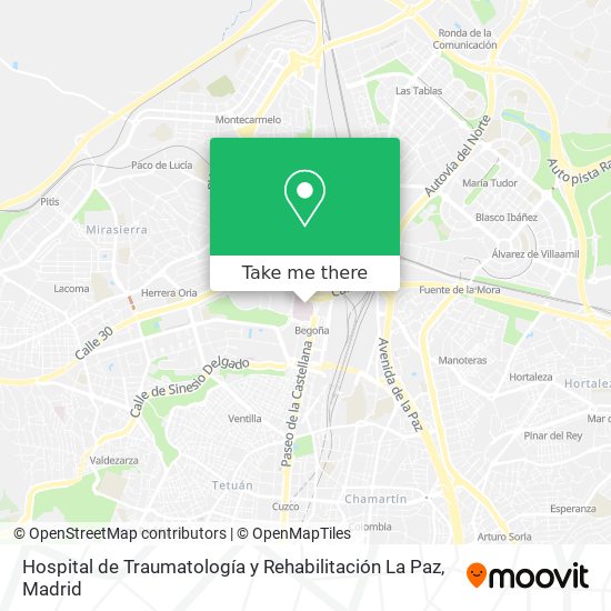 mapa Hospital de Traumatología y Rehabilitación La Paz