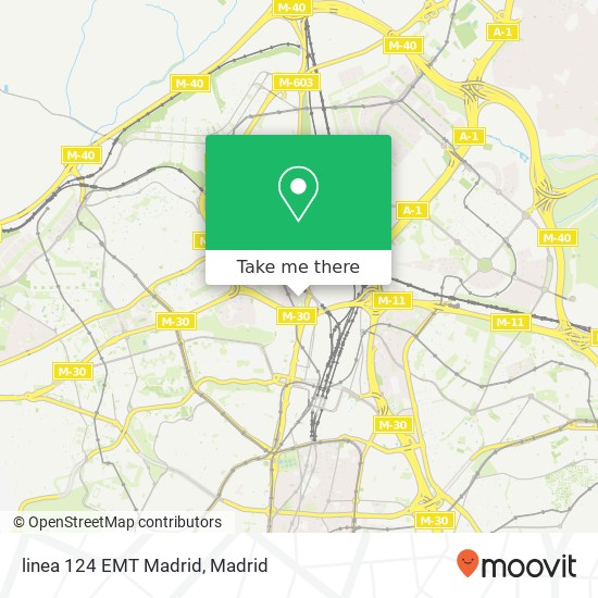 mapa linea 124 EMT Madrid