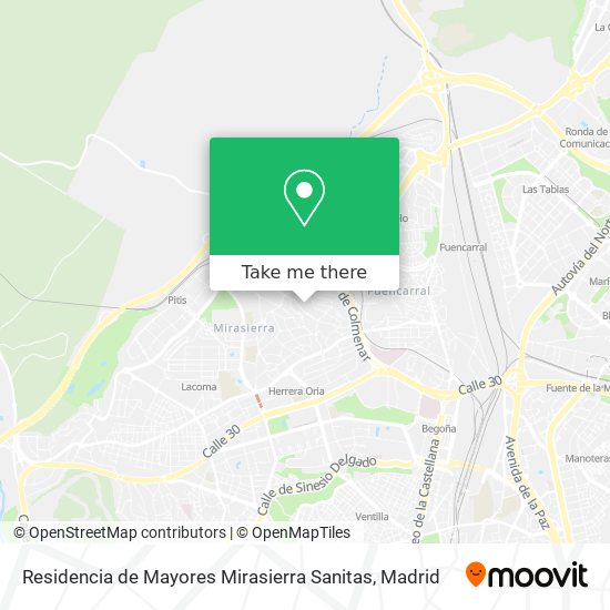 mapa Residencia de Mayores Mirasierra Sanitas