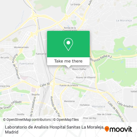 Laboratorio de Analisis Hospital Sanitas La Moraleja map