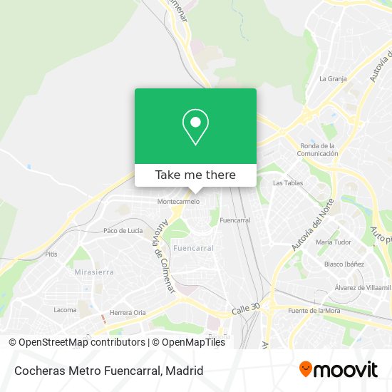 Cocheras Metro Fuencarral map