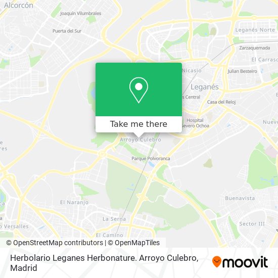 mapa Herbolario Leganes Herbonature. Arroyo Culebro