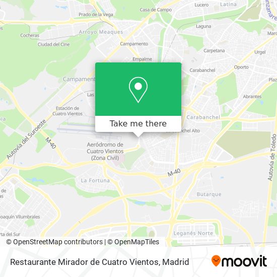 Restaurante Mirador de Cuatro Vientos map