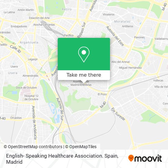 English- Speaking Healthcare Association. Spain map